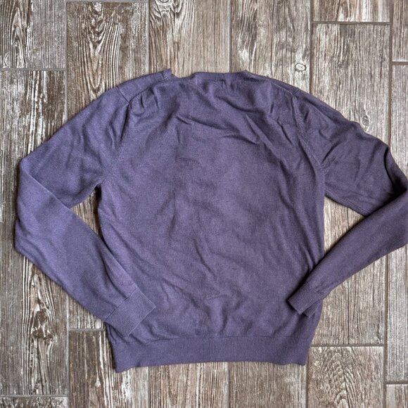 2/$18 SALE!  George‎ Silk Cardigan Sweater Womens L Purple Ruffle Fairy Ribbed - Picture 7 of 7